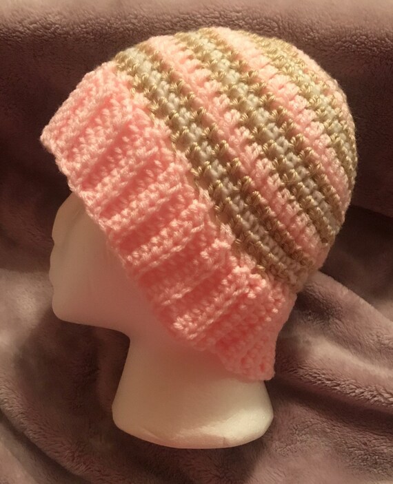 Crocheted Beanie with Wide Ribbed Brim Etsy