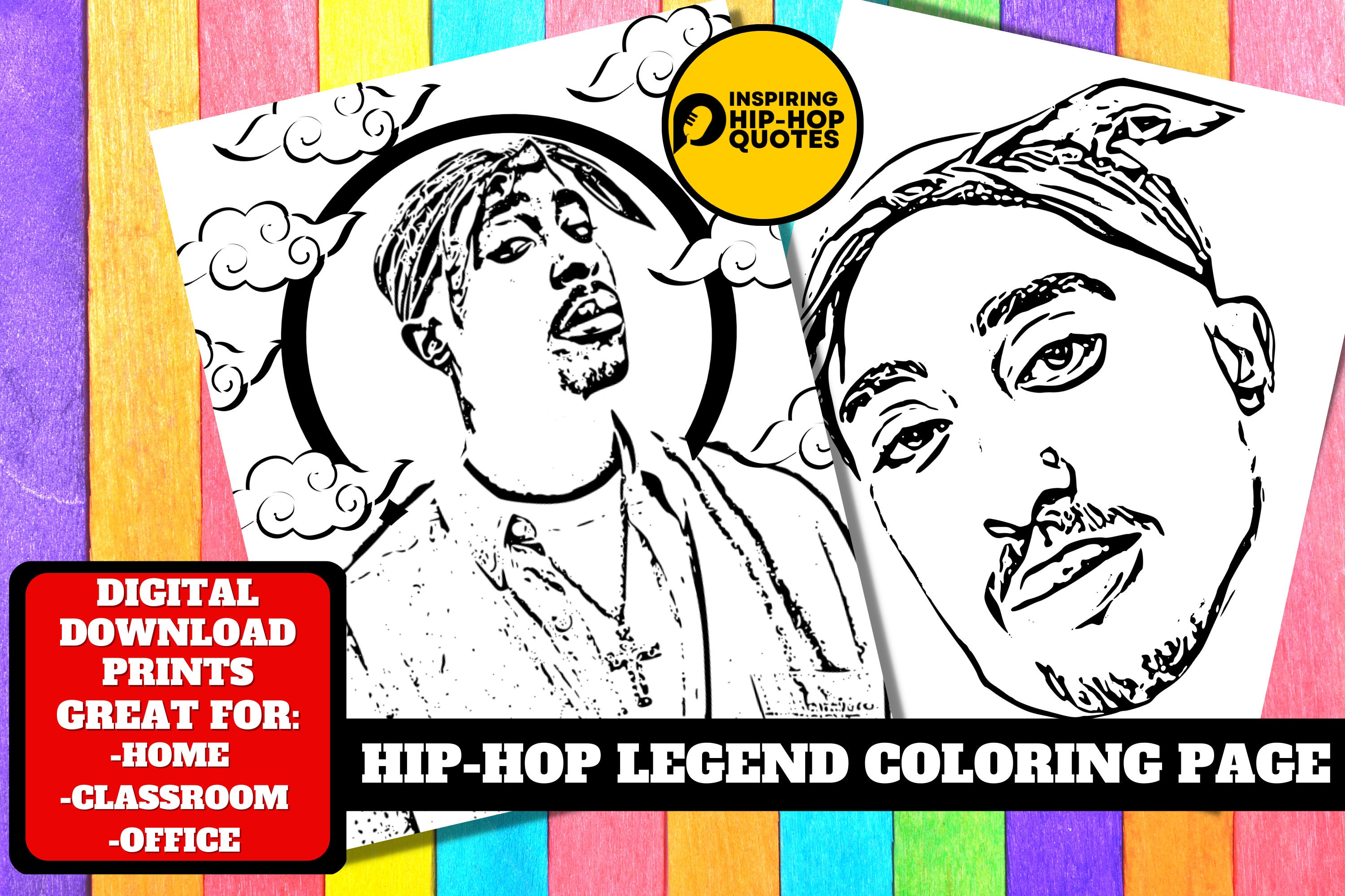 Hip Hop Legend Rapper Coloring Page Printable Coloring Page - Etsy