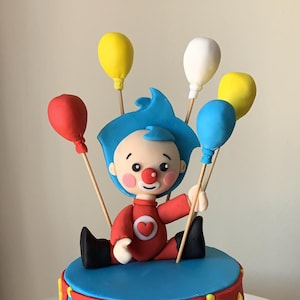 Plim Plim Clown cake topper, Fondant Plim Plim baby shower, Boy baby shower, Girl Baby Shower, Fondant, 1st Birthday, Primer cumpleaños