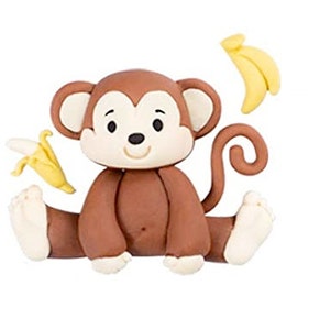 Adorno para tarta de fondant con animales de safari - Pastel de safari en fondant - Baby Shower - 1.er cumpleaños - Jirafa, elefante, cebra, león, tigre, mono, hipopótamo imagen 6