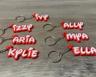 Bulk Personalized name keychain -Disney style name keyring - School bag tag - 2 Color - Name tag - party bag filler - boy girl
