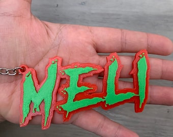 Halloween Personalized Name Keychains - Two Color - 3D printed Keychains - Custom Name Keychain - Lanyard - Nametag - Luggage Tag