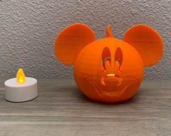 Halloween Mickey Pumpkin - Custom Name Projection - Includes glowing LED tealight