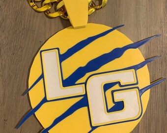 Custom Turnover 8"x8" Full Color Football Chain Gold Logo Miami, Cuban link swag bling, Custom Shape Chain, Custom Medallion