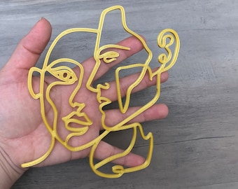 One line art topper Woman And Man personalized | Line Art Cake Topper | Abstract Face Cake Topper | Wedding Face Cake Dekor Topper