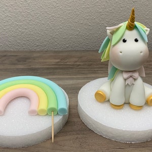 Fondant Unicorn,Rainbow cake topper,Unicorn cake decoration,Rainbow cake decoration,Star cake topper,pearls ball cake topper