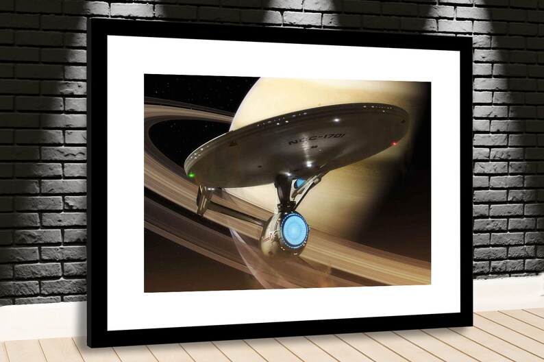 Star Trek Starship Enterprise Saturn Rings Framed Print Mwa 10867f