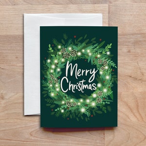 Biglietti d’auguri con ghirlanda di Natale con buste, cofanetto di biglietti di Natale, biglietti vuoti illustrati, pacchetto di biglietti d’auguri