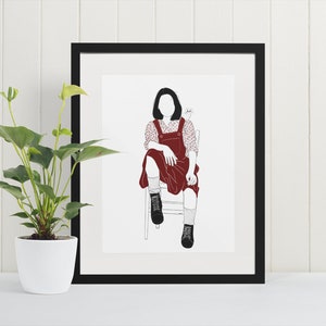 Lyra Balacqua and Pantalaimon illustration. Philip Pullman's His Dark Materials minimalist poster print. TV Series Graphic wall art