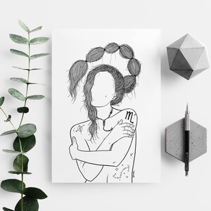 Scorpio illustration, zodiac wall art, horoscope poster, star sign print, astrology minimalist birthday gift