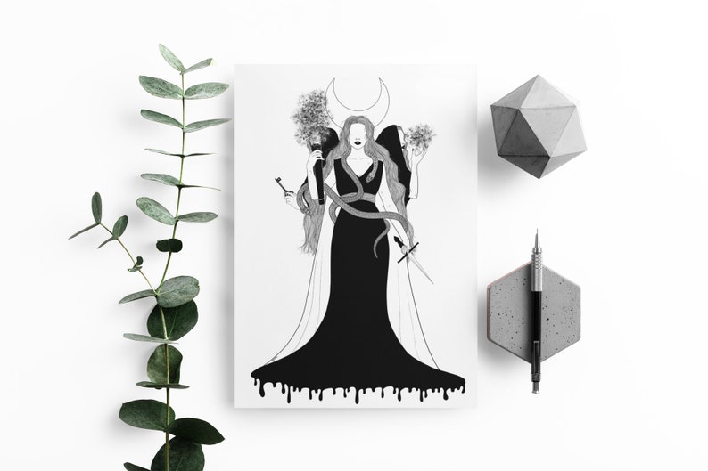 Hecate Greek Goddess of Magic Print. Mythology Illustration. - Etsy UK