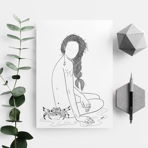Kankerillustratie, dierenriemkunst aan de muur, horoscoopposter, sterrenbeeldafdruk, astrologie minimalistisch verjaardagscadeau