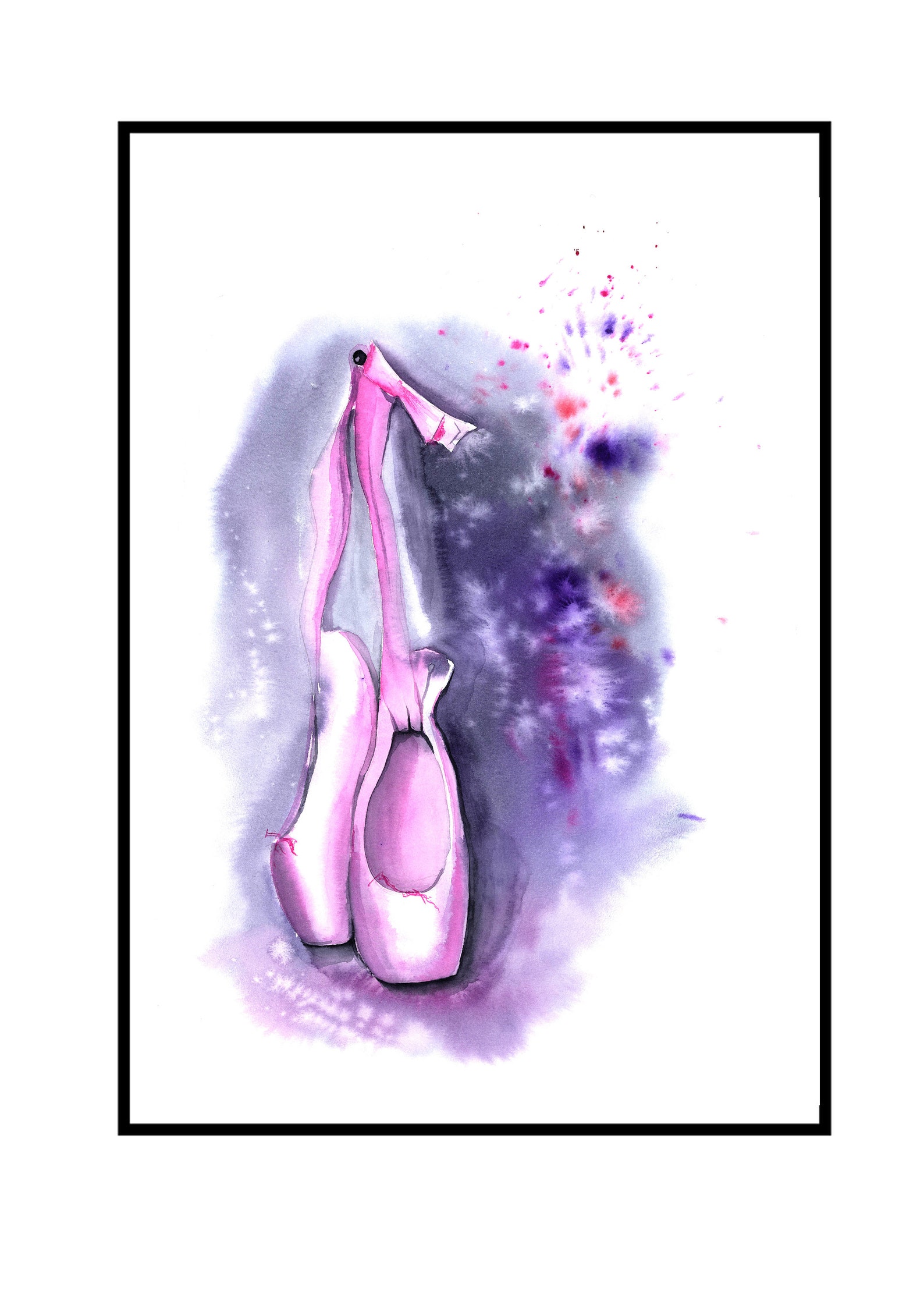 pointe shoes watercolor print, nursery wall art, nursery decor, ballet prints, baby girl wall decor, children's art prints,
