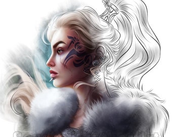 Schild-maiden - Printable Digital Coloring Page