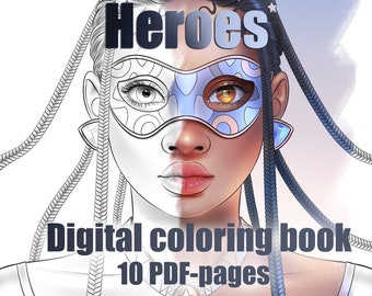 Heroes - Printable Digital Coloring Book