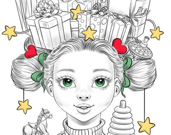 Christmas Cutie - Printable Digital Coloring Page