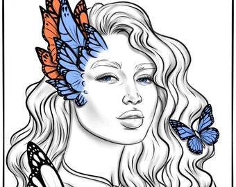 Butterfly Reaction - Instant Download Coloring Page