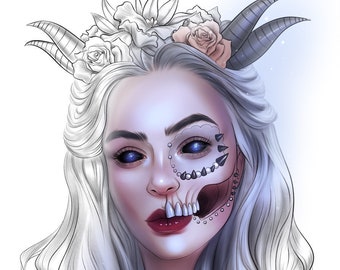 Halloween Girl - Instant Download Coloring Page