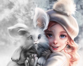 Mascota de nieve - Página para colorear digital imprimible