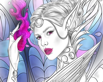 Hechicera - Página para colorear digital imprimible