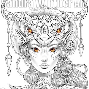 Mystical Warrior - Printable Digital Coloring Page