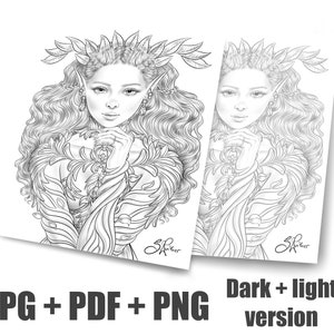 Elf Queen Printable Digital Coloring Page - Etsy