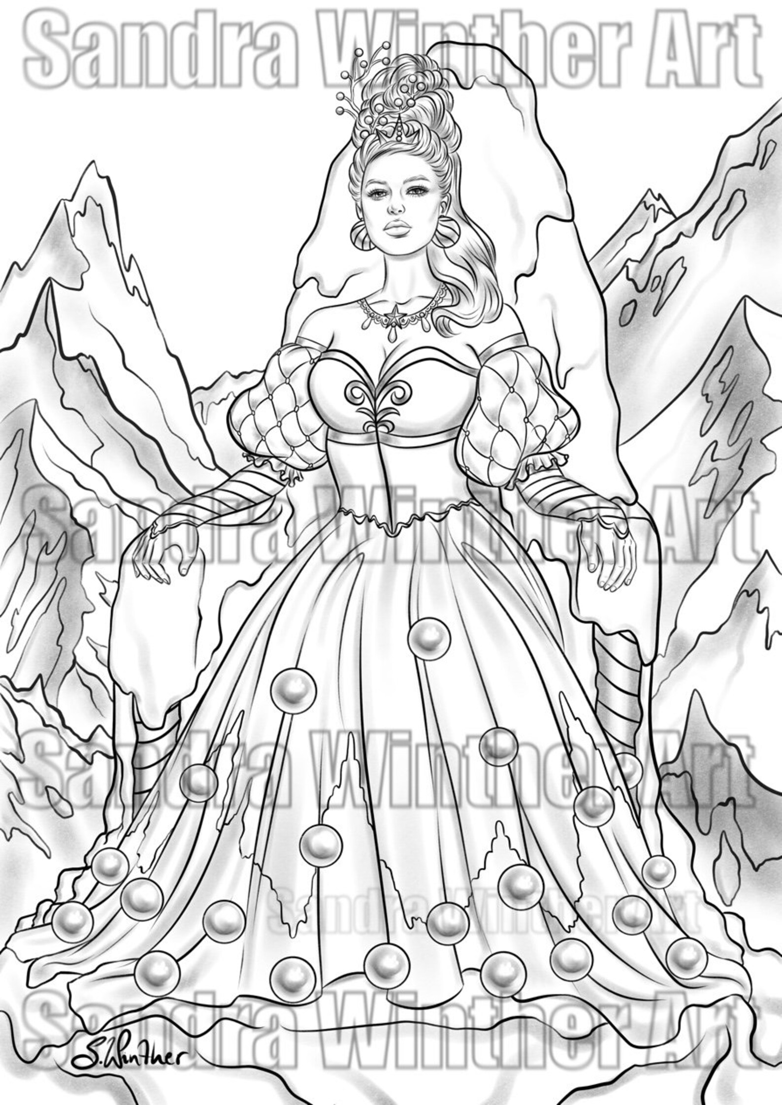 Christmas Queen Instant Download Coloring Page - Etsy