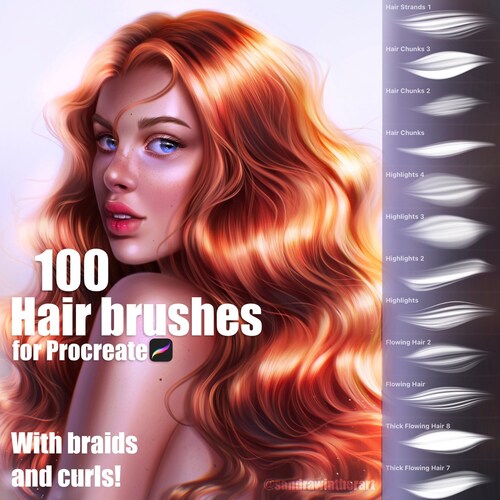 Procreate Curly Hair Brushes Procreate Hairstyle Procreate Etsy