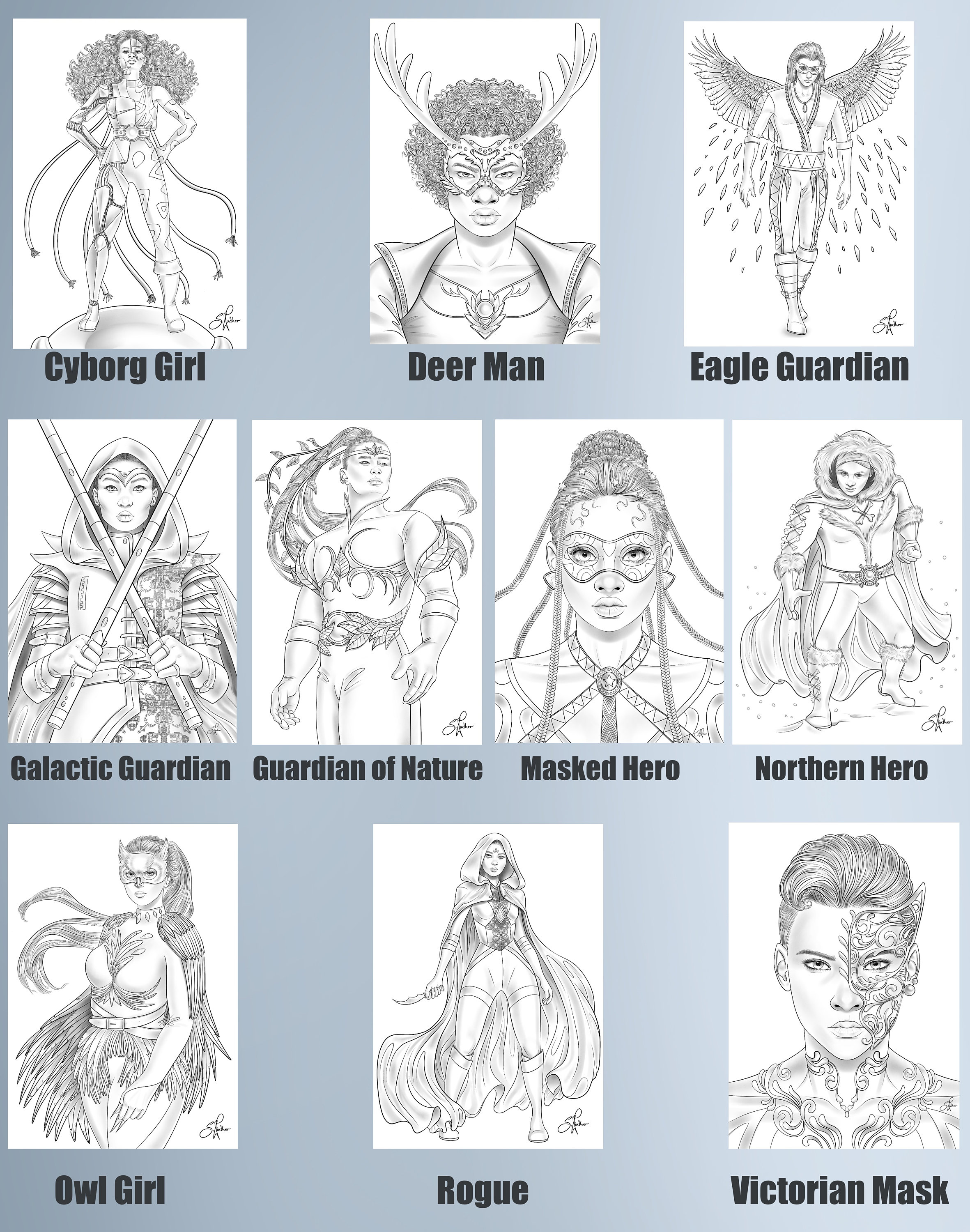 Heroes Printable Digital Coloring Book - Etsy