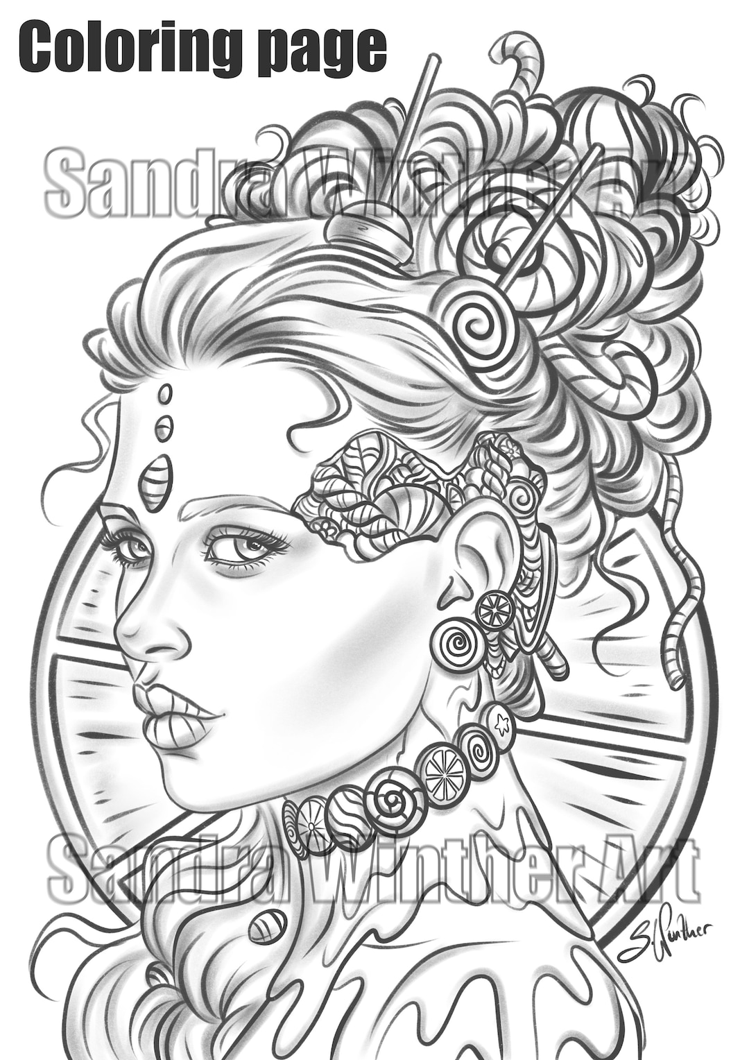 Candy Girl Instant Download Coloring Page - Etsy