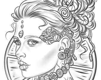 Candy Girl - Instant Download Coloring Page