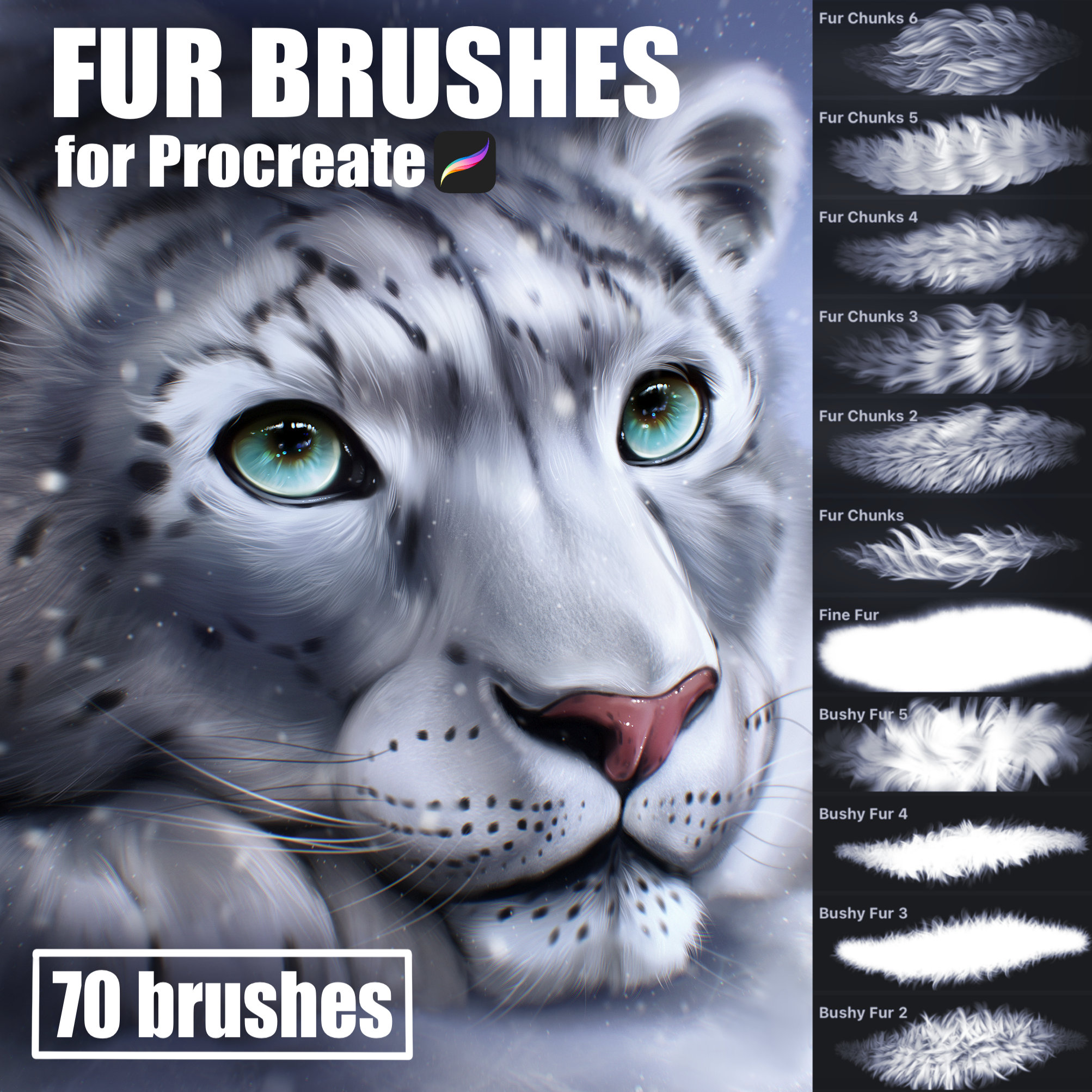 Pinceles de pelaje para Procreate: 70 texturas para criaturas realistas y estilizadas