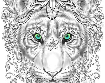 tiger coloring etsy
