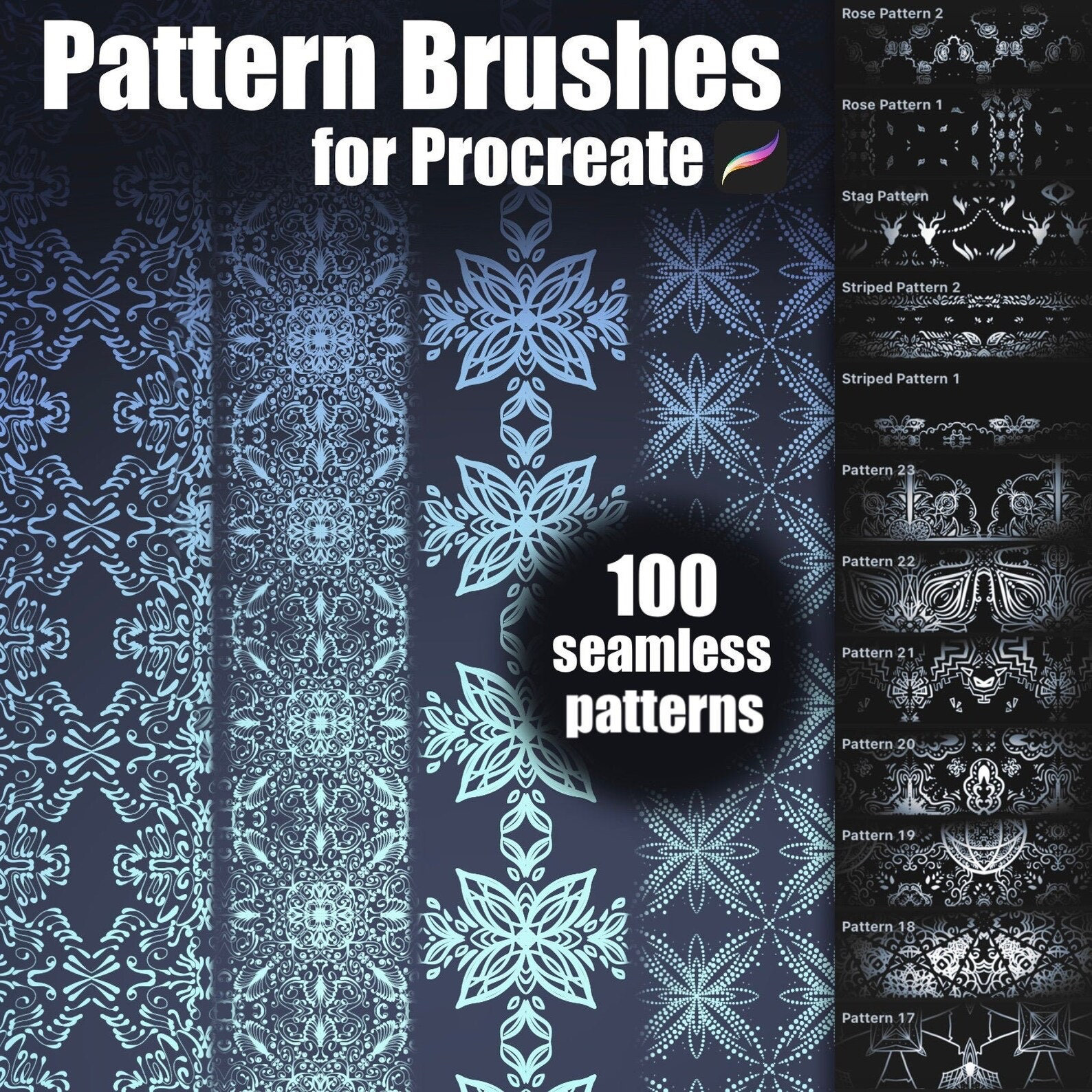 100 Pattern Brushes for Procreate - Etsy