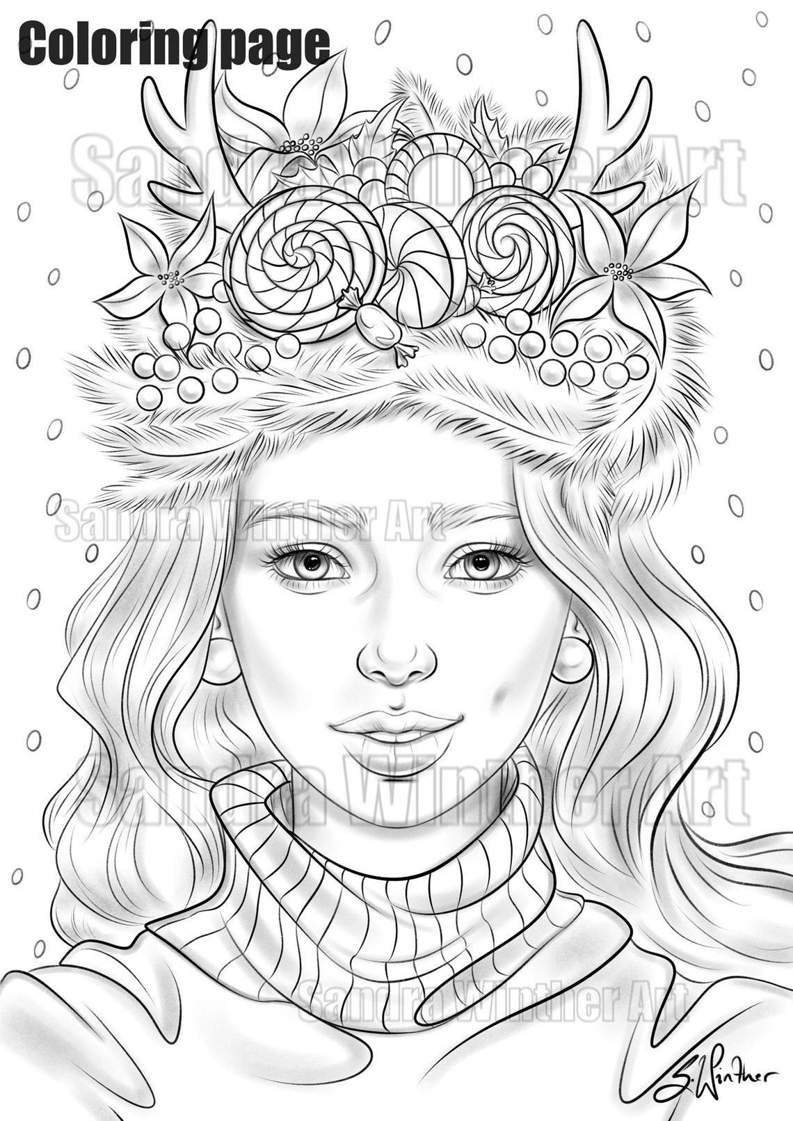 Christmas Girl Instant Download Coloring Page - Etsy