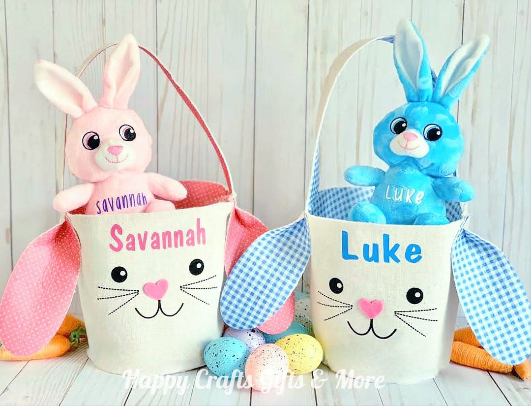 Personalized Easter Bunny Basket / Easter Basket With Name / Etsy