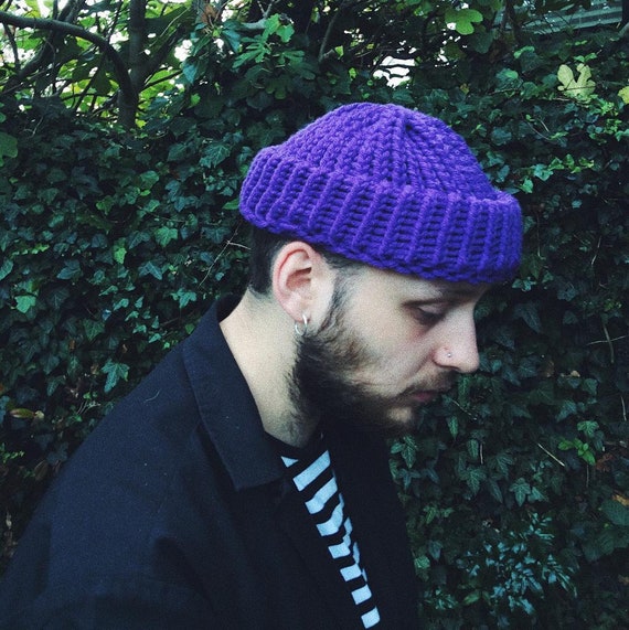 Mens Beanie Purple Fisherman Beanie PREMIUM Purple Beanie Australia