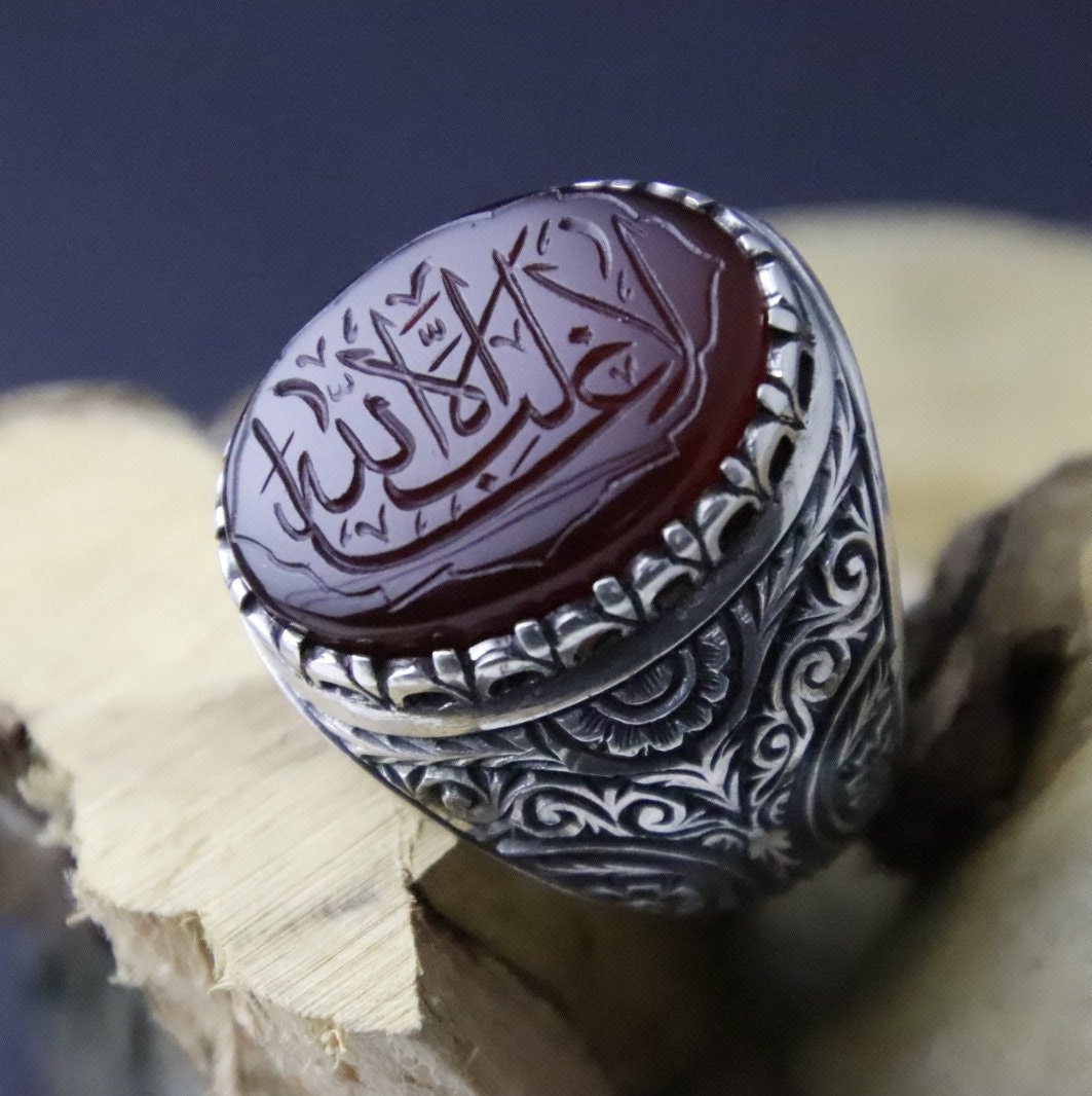 Allah God Ring for Men Boys,Arabic Name Ring Stainless Steel Islam Muslim  Religous Signet Band Allah Symbol Rings Handmade Islamic Jewelry,Size 7-12  : Amazon.co.uk: Fashion