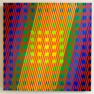 Original Acrylic Painting, Op Art, Geometric Abstraction, Fine Art, Retro Mid-Century Modern Style, Hardedge Abstract Design, 24&quot; x 24&quot;