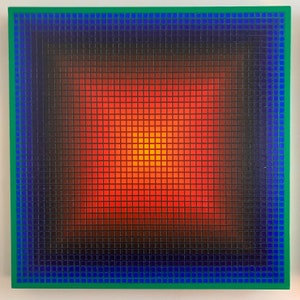 Original Acrylic Painting on Canvas, Op Art, Geometric Abstraction, Fine Art, Optical Illusion, Hard Edge Design, Concrete Art, 24&quot; Square