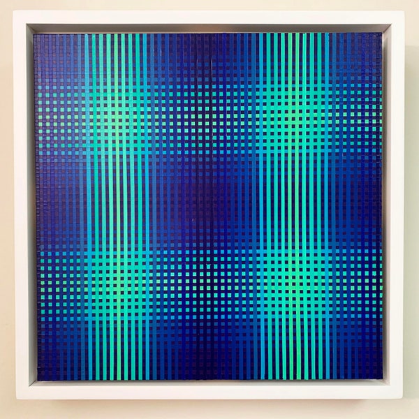 Original Acrylic Painting, Op Art, Geometric Abstraction, Fine Art, Mid-Century Modern, Concrete Art, Abstract, Framed and Wired for Hanging