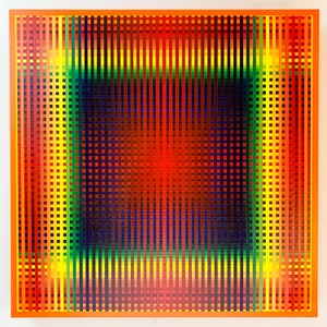 Original Acrylic Painting on Canvas, Contemporary Op Art, Geometric Abstraction, Fine Art, Retro Mid-Century Modern Style, Hard Edge Design