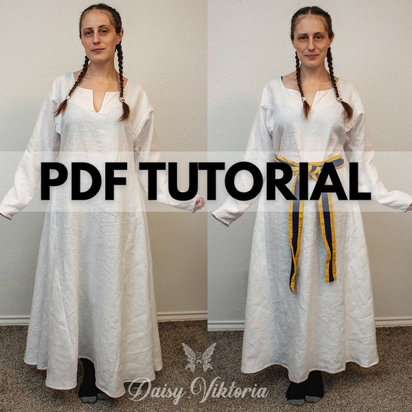 Robe médiévale ou viking en T ou sous-tunique - Costume SCA, GN, historique, fantastique - Tutoriel PDF