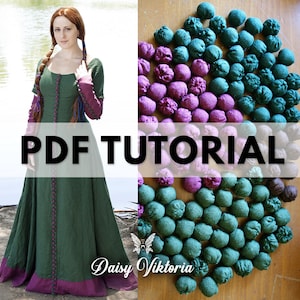 Medieval Fabric Buttons, Middle Ages, 14th century Costume, Larp, SCA, for cotehardie and kirtle gowns - PDF Tutorial