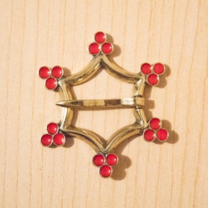 Medieval Ring Brooch With Red Enamel