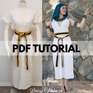 Ancient Egyptian Sheath Dress PDF Tutorial - SCA, Larp, Historical, Fantasy Costume - Pattern Drafting and Sewing