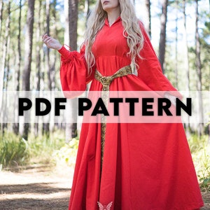 Medieval Fantasy Gown / Princess Buttercup's Red Dress PDF Pattern image 1