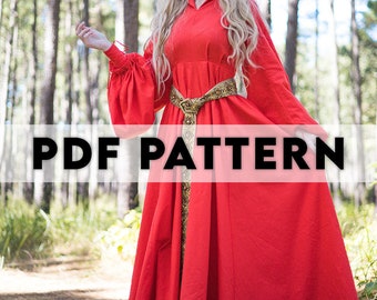 Medieval Fantasy Gown / Princess Buttercup's Red Dress - PDF Pattern