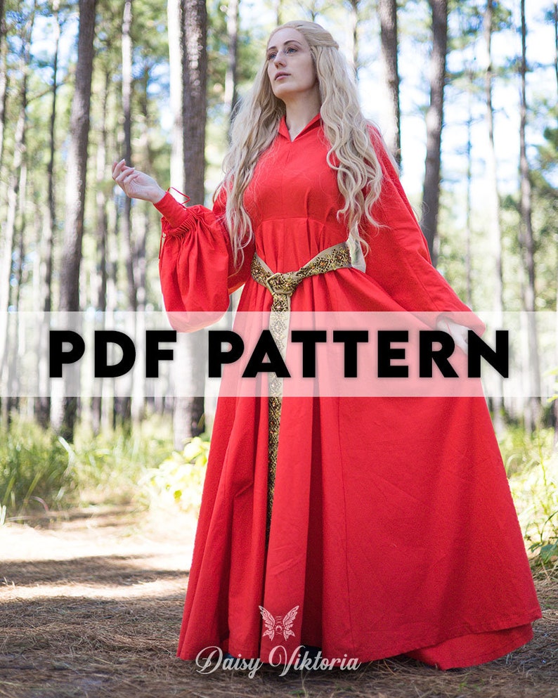 Medieval Fantasy Gown / Princess Buttercup's Red Dress PDF Pattern image 1