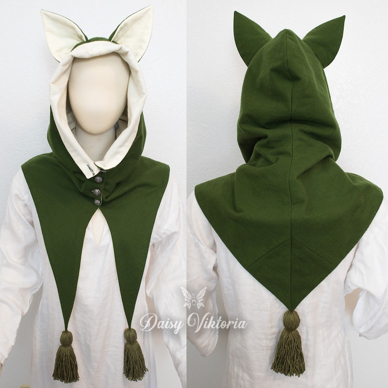 Medieval Cat Hood LARGE PDF Pattern and Tutorial Larp, Reenactment, Cosplay, Fantasy Costume image 2